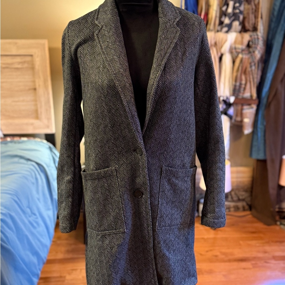 Lands' End Women's Black Herringbone Blazer